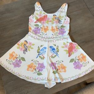 Bird/Floral Womens Romper.BlackMilk Aussie designer. Sleeveless 1 piece w/shorts